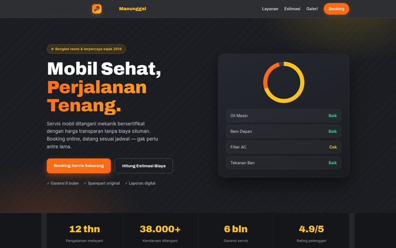 Pratinjau demo Bengkel & Otomotif
