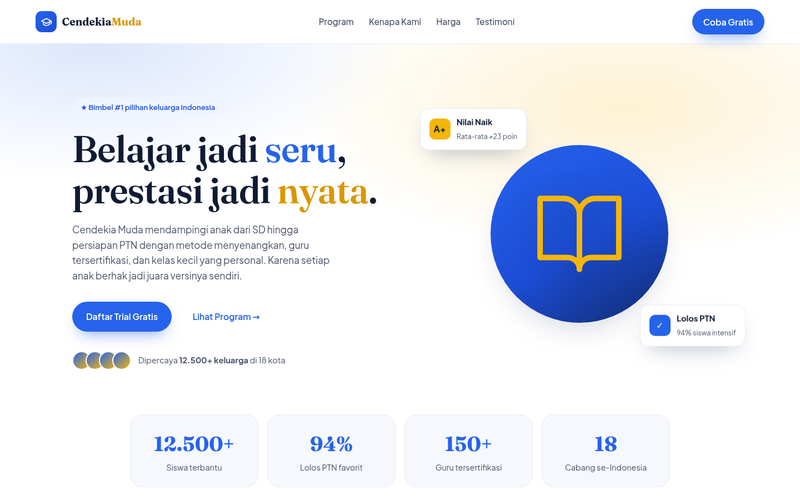 Pratinjau demo Bimbel & Les