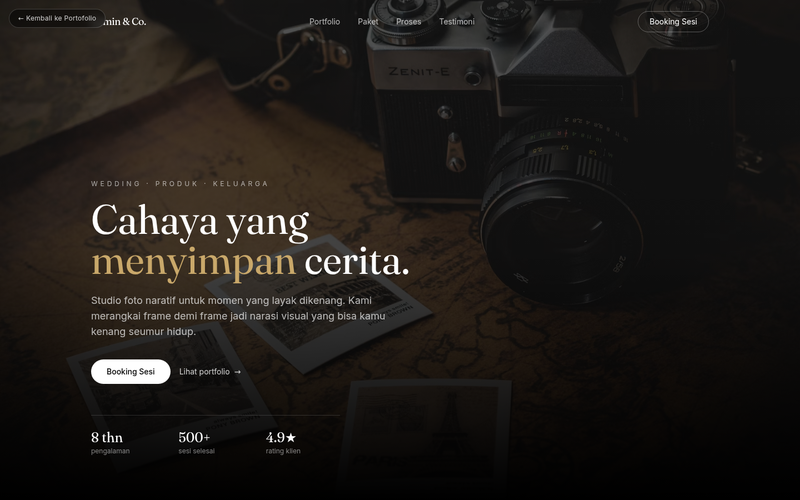 Pratinjau demo Fotografi & Studio