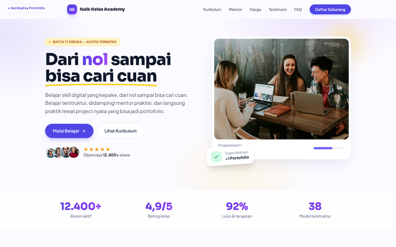 Pratinjau demo Kursus Online