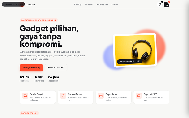 Pratinjau demo Toko Online